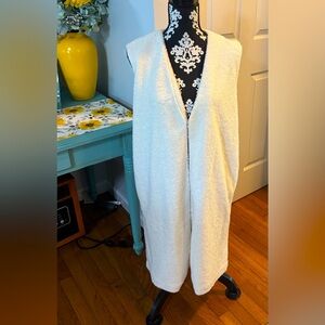 NWT J. Jill Pure Jill Elements Long Teddy Faux Shearling Vest Cream Women Large